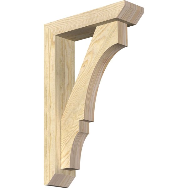 Ekena Millwork Balboa Slat Rough Sawn Bracket w/ Offset Brace, Douglas Fir, 4"W x 14"D x 22"H BKT0402X14X22BOA06RDF - main